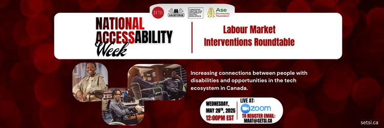 Promotional banner for a virtual event titled "Equitable AI: Designing for Inclusive Access" featuring Dr. Jutta Treviranus. Presented by the Inclusive Design Research Centre and Hackforge. Event date: Friday, May 30, 11 AM – 12:30 PM. The background includes a blue digital circuit design and a circular photo of Dr. Treviranus.